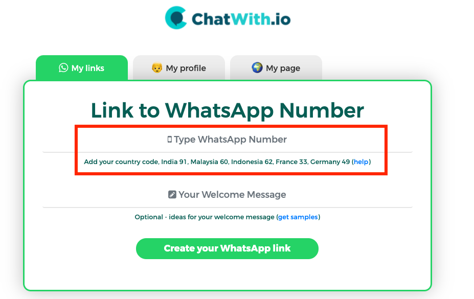 add your number to WhatsApp link