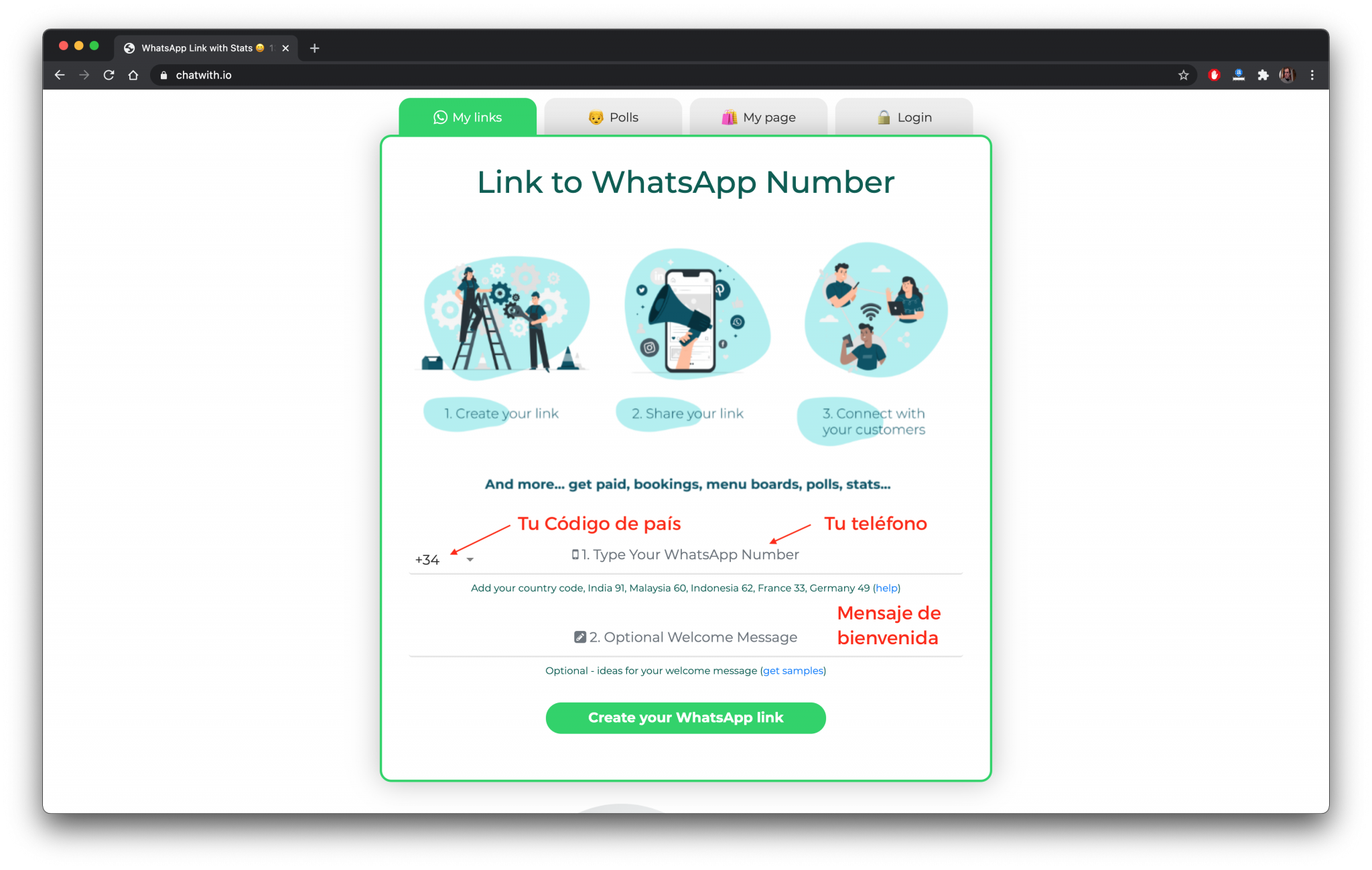 Link a whatsapp con mensaje WhatsApp Link